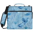 thumbnail image 2 of Zipper Binder with Shoulder Strap 2 inch 3 Ring Waterproof File Folder Organizer Bag 500 Sheet Light Sky-blue Marine Life, 2 of 8