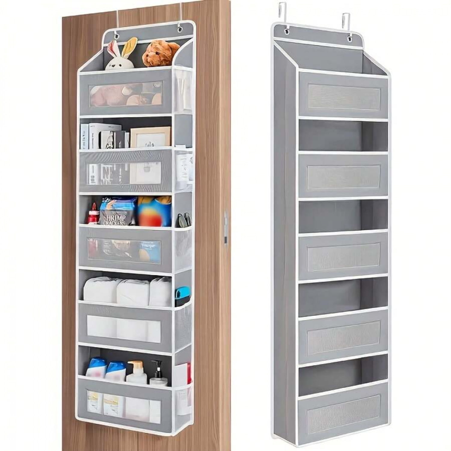 4-Tier Hanging Storage Organizer With 4 Large Pockets - Wall-Mounted Fabric Shelves For Bedroom, Bathroom, Pantry