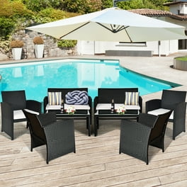 Costway 4 pc rattan patio furniture set garden lawn sofa rattan wicker with white cushions new arrivals