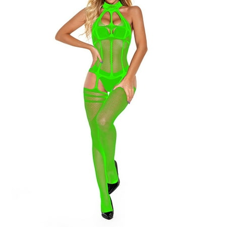 Yuhangmm Women Sexy Lingerie Fishnet Bodystocking Underwear Nightwear Chemises Bodysuits Garter plus Size Lace Camisole And Robe