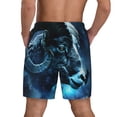 thumbnail image 2 of Lsque Mens Swim Trunks Celestial Ram Night Sky Pattern - Bathing Suit Compression Liner - Beach Swim Shorts Swimwear - (S-3XL) - Stretch Quick Dry -3X-Large, 2 of 9