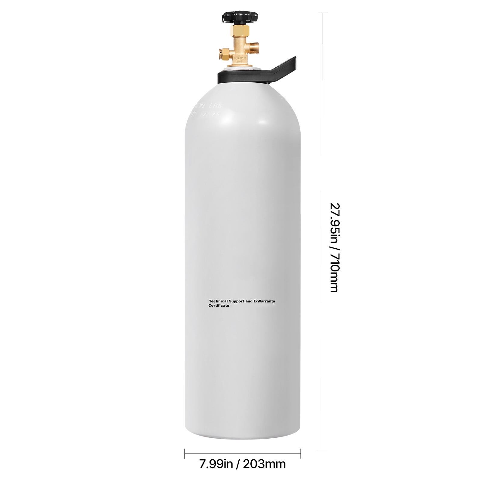KFFKFF CO2 Container, 20 lbs Fresh Aluminum Alloy Chamber, CO2 Air Cylinder with Light Mist Covering, CGA320 Valve, Handle & Violet Copper Suction, DOT Certified Chamber for Draft Beer Serving