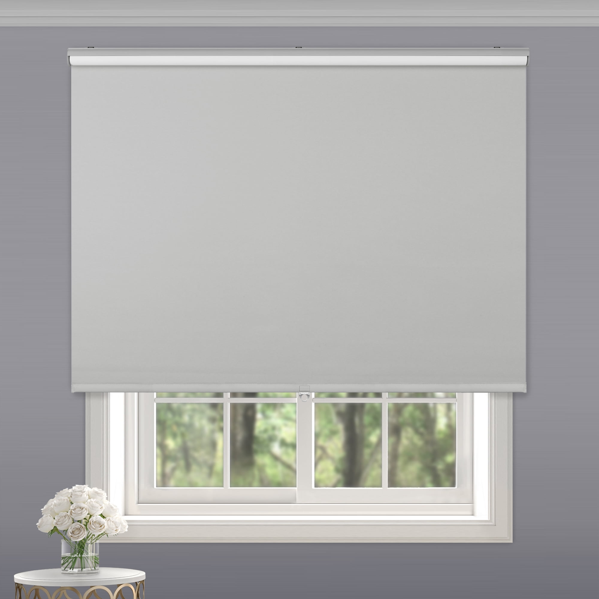 Mainstays Blackout Slow Release Roller Shade, 1-Piece, Grey, 39" W x 72" L