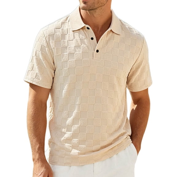 Guluxicc Men's Waffle Golf Shirts Henley Loose Breathable Short Sleeve Tops for Everyday Business Wear Summer Casual Outfits