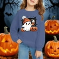thumbnail image 1 of Chandail à Manches Longues à Col Rond Imprimé 2D d'Halloween Décontracté et Tendance pour Enfants Bleu Marine, 1 of 6