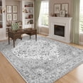 thumbnail image 5 of Janvonne Bohemian Area Rug, Boho Chic Distressed Oriental Carpet, Washable Non-Slip Vintage Floral Rug for Living Room Bedroom Nursery,Grey, 6'x9', 5 of 8