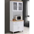 thumbnail image 2 of Pemberly Row Armoire de Cuisine en Porcelaine Haute de 32 Pouces de Large avec Rangement pour Micro-Ondes, Blanc, 2 of 7