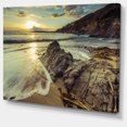thumbnail image 2 of Sunset at Beach Vintage Style - Modern Seascape Canvas Artwork, 2 of 3