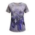 thumbnail image 4 of WXLWZYWL Womens Summer Tops Casual Loose Blouse Printing Round Neck T-Shirt Shirts Blouse Print Tee Purple, 4 of 5