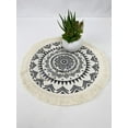 thumbnail image 4 of Fennco Styles Boho Mandala Fringe Decorative Cotton Placemats 13-inch Round, Set of 4 - Grey Heat Resistant Insulation Table Mats for Home Decor, Dining Table, Banquets and Special Events, 4 of 8