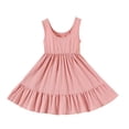 thumbnail image 1 of Bwiyojiz Fashion Sizes 70-110 Knitting Cotton Infant and Toddler Spring Summer Baby Girl Two-layer Stitching Sleeveless Round Neck Ribbed Textured Fabric Dress, 1 of 6