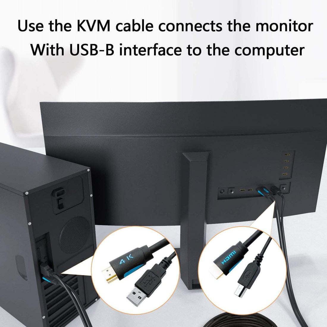 Câble KVM standard TESmart 1,5 m/3 m/5 m Câble HDMI + USB 2.0