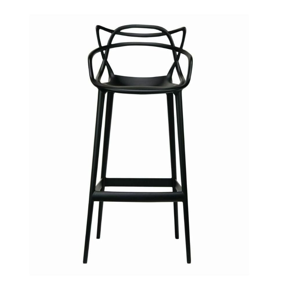 Kooper tangled polypropylene Modern-Mid Century Stool in Black, Indoor - Outdoor Stool, Kitchen Stool, Restaurant Stool Set 2