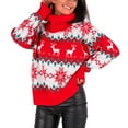 thumbnail image 1 of Chandail de Noël pour Femmes Cardigan Chaud Imprimé Tricoté Décontracté Moelleux Mode Chandail Col Rond Blouse Mi-Longue Fermeture Extérieure, 1 of 7