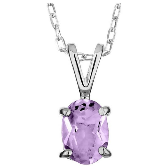 8x6mm Amethyst Pendant Necklace in Sterling Silver with Chain