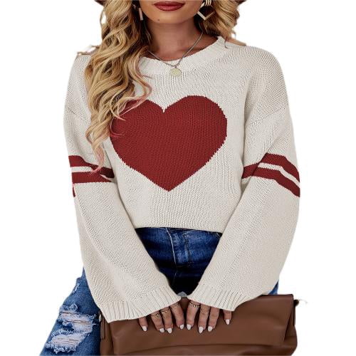 Women Y2k Heart Print Sweater Long 