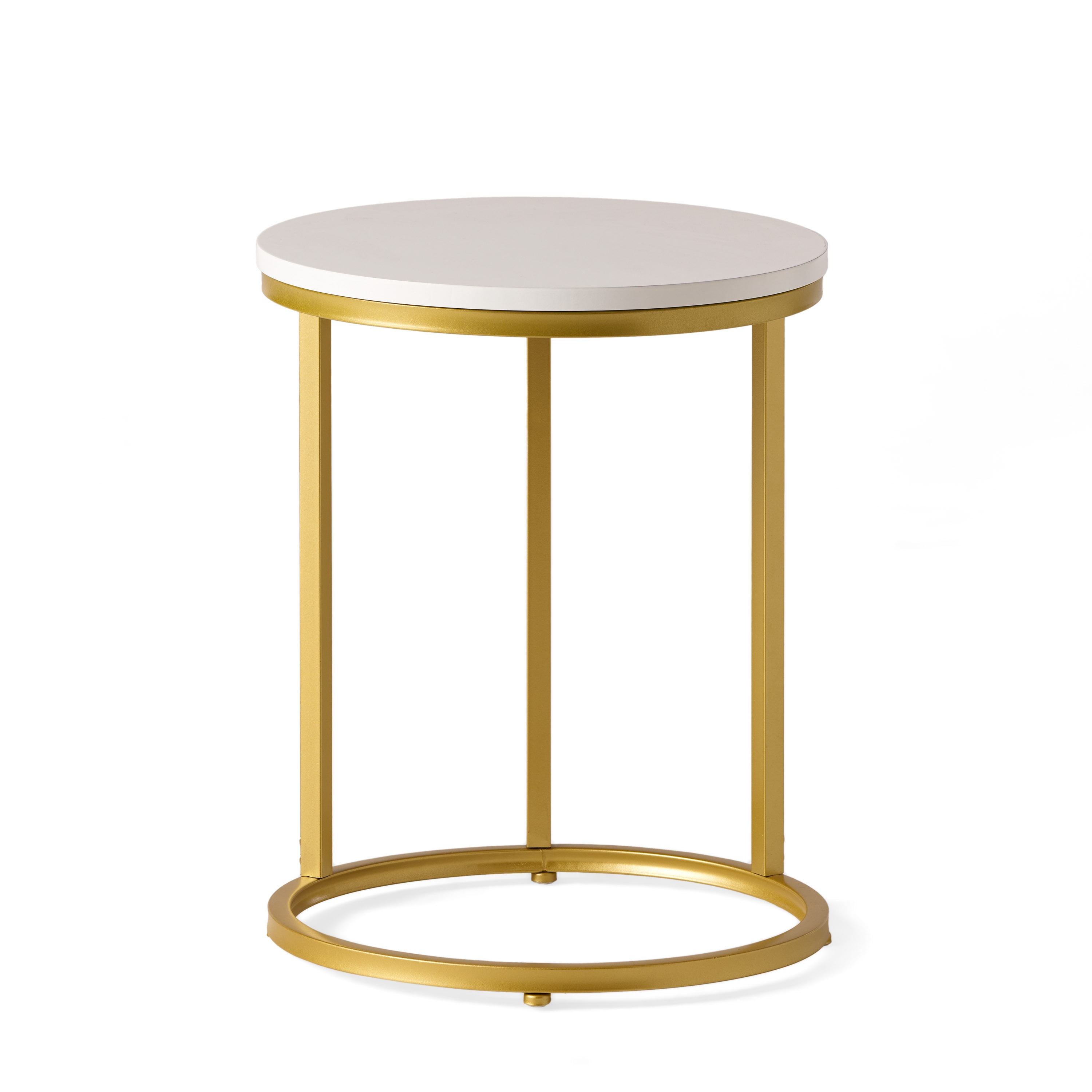 Euroco Round End Table,Modern Side Table Nightstand with Metal Frame and C-Shape Design for Small Space,Living Room, Bedroom