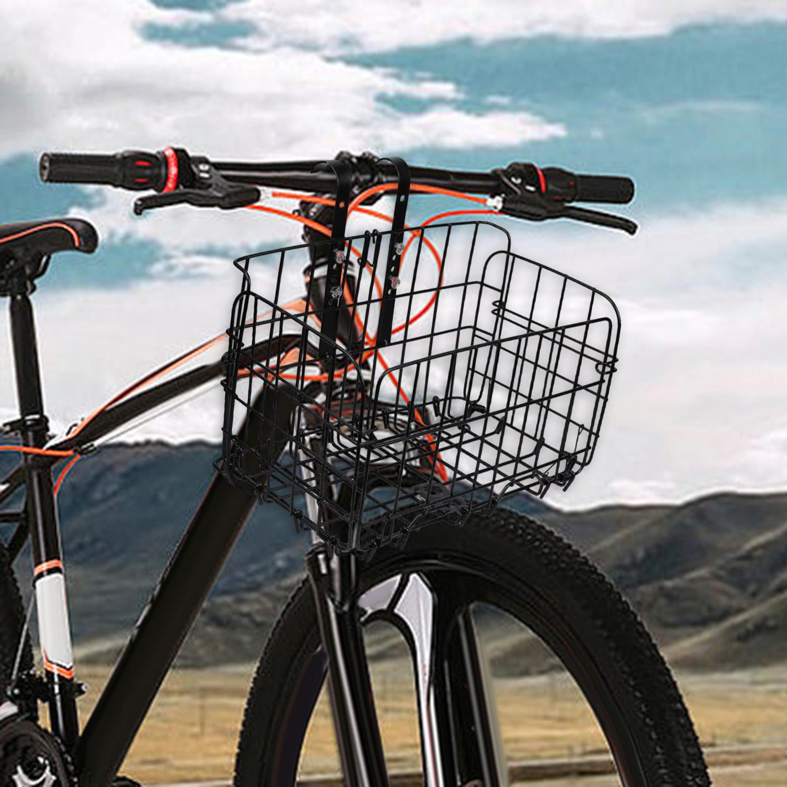 Metal Front Handlebar Bike Basket Detachable Cat Carrier Sturdy Material Durable Black