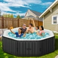 thumbnail image 4 of MOPHOTO 4-6 Person Inflatable Hot Tub,Portable Large Octagonal Hottub with 130 Bubble Jets,Outdoor Spa Set Included Heater Pump, Filter and Spa Cover(77"*77"*25"), 4 of 10