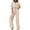 Beige, variant on BYHONG Women's Pants Set Long Button Down Drawstring Blouse Wide Leg Pants Solid Color Pants Womens Pant Suits Beige L