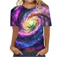 thumbnail image 2 of Ichuanyi Women's Fashion Loose Fit Short Sleeve T-Shirt, Round Neck Abstract Star Print Casual Top, Soft Comfortable Trendy Daily Wear, 2 of 6