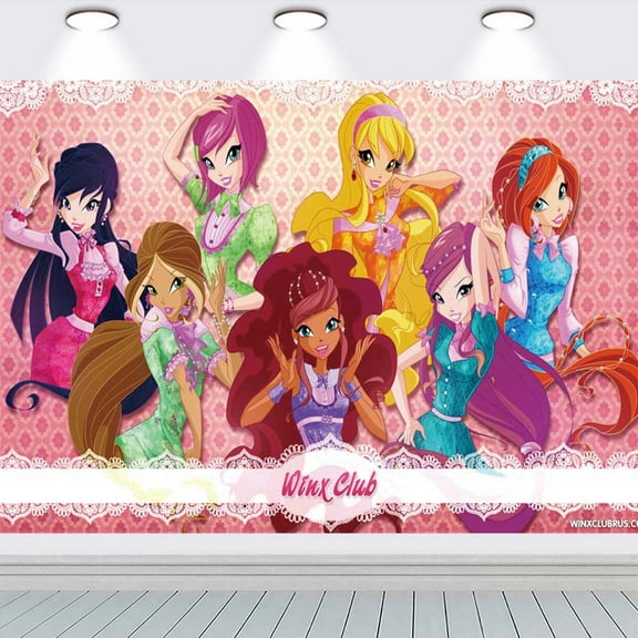 Winx Club Backdrop school Taspestry Wall Decor Banner Party Supplies Poster Birthday Decorations Background for Photography Taspestry