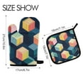 thumbnail image 2 of Yayeee Oven Mitts and Pot Holder Set of 2 Heat Resistant Kitchen Gloves Baking Hot Pad, Blue Cubes, 2 of 5
