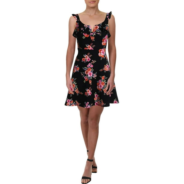 Almost Famous Almost Famous Womens Juniors Knit Floral Print Casual Dress Black XL Walmart