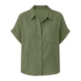 thumbnail image 7 of Annhoo Button down Shirts for Women Summer Casual Short Sleeve Collared Blouses Plus Size Loose Tops with Pockets, 7 of 7