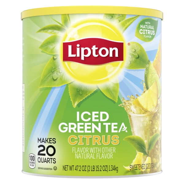 Lipton Iced Tea Mix Green Tea , Caffeinated Sweetened with Real Cane Sugar, 20 Quarts