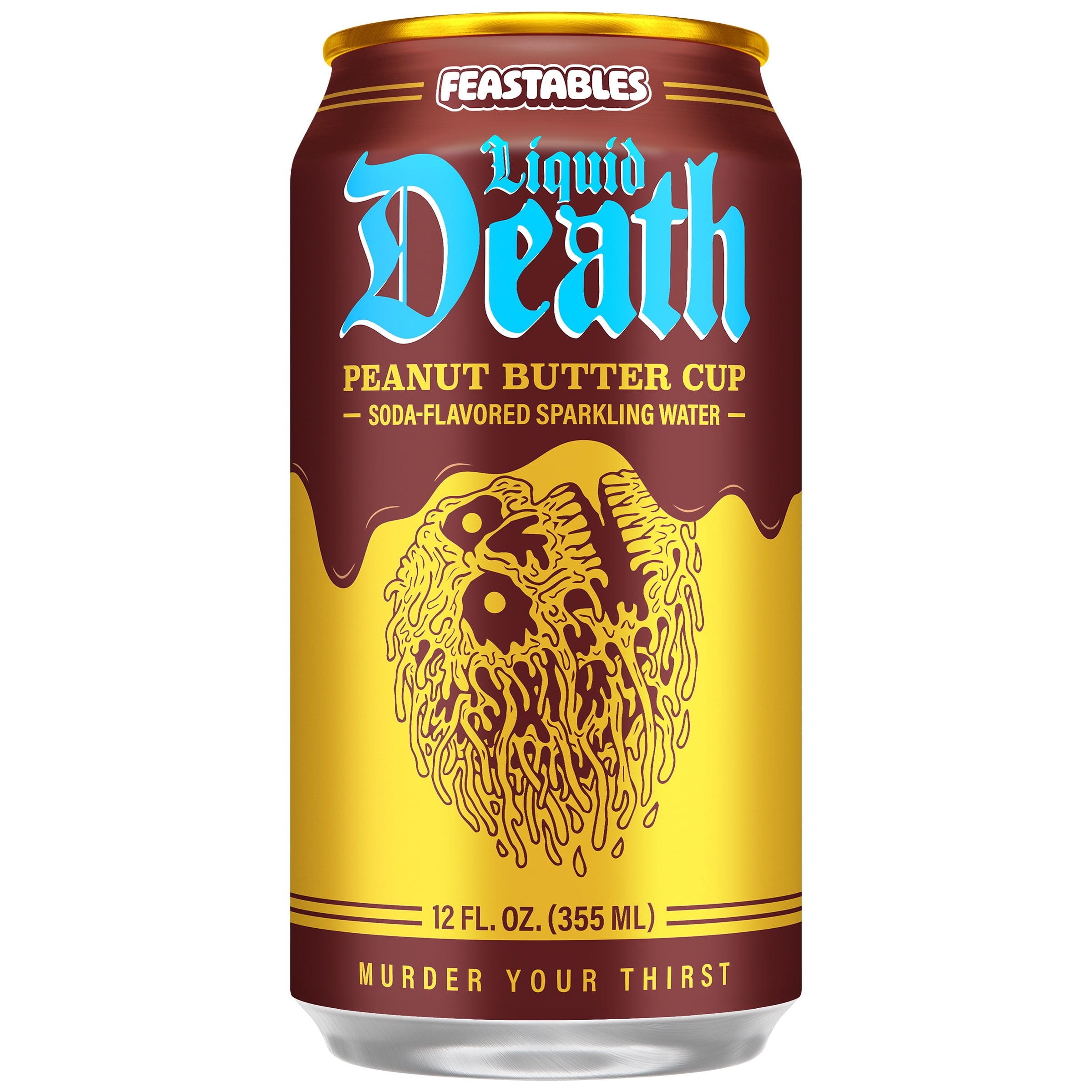 Liquid Death Sparkling Water, Feastables Peanut Butter Cup 12 fl oz. Cans (6-Pack)