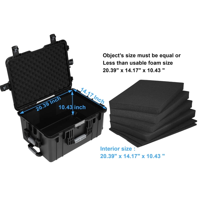 Rolling Hard Case with Foam,24.5 x 18 x 13 Inch, Waterproof Hard