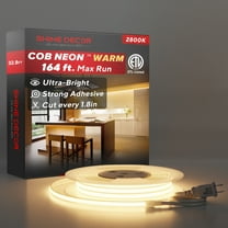 Shine Decor COB LED Neon Rope Light AC110-120V 32.8ft, 800lm Ultra Bright(2800K Warm White), Dimmable IP65 ETL Neon Strip Light, Cuttable LED Tape Light for Cabinet, Bedroom, Commercial 10x4.5mm