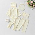 thumbnail image 2 of CAUYDY Preemie Girls Outfits Newborn Boys Fall Winter Clothes Baby Layette Long Sleeve Shirt Warm Hat 2Pants Bib 5Pcs Cotton Set for Unisex Infant Sizes 0-3 Months,Yellow, 2 of 6
