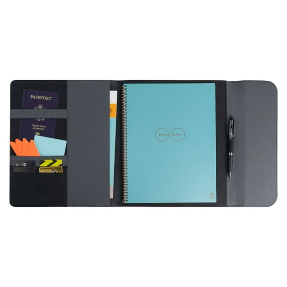 Rocketbook Capsule 2.0 Folio Cover for Rocketbook Core, Panda and Fusion Notebooks - Black - Letter Size (8.5" x 11") - 100% Recyclable Cover with Pen Holder, Magnetic Clasp and Inner Storage Space