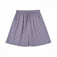 thumbnail image 2 of up to 60% off Gifts Usmixi Womens Elastic Waist Shorts Classic Plaid Print Drawstring Straight Short Pants Summer Casual Lightweight Loose Stretchy Shorts Purple XL, 2 of 5