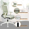 thumbnail image 7 of Foldable Ergonomic Office Chair, High Back Desk Chair with Footrest, Mesh Back Computer Chair with Fixed Headrest, 2D Armrest, Adjustable Lumbar Support, Soft Sponge Seat, Swivel Task Chair, Green, 7 of 7