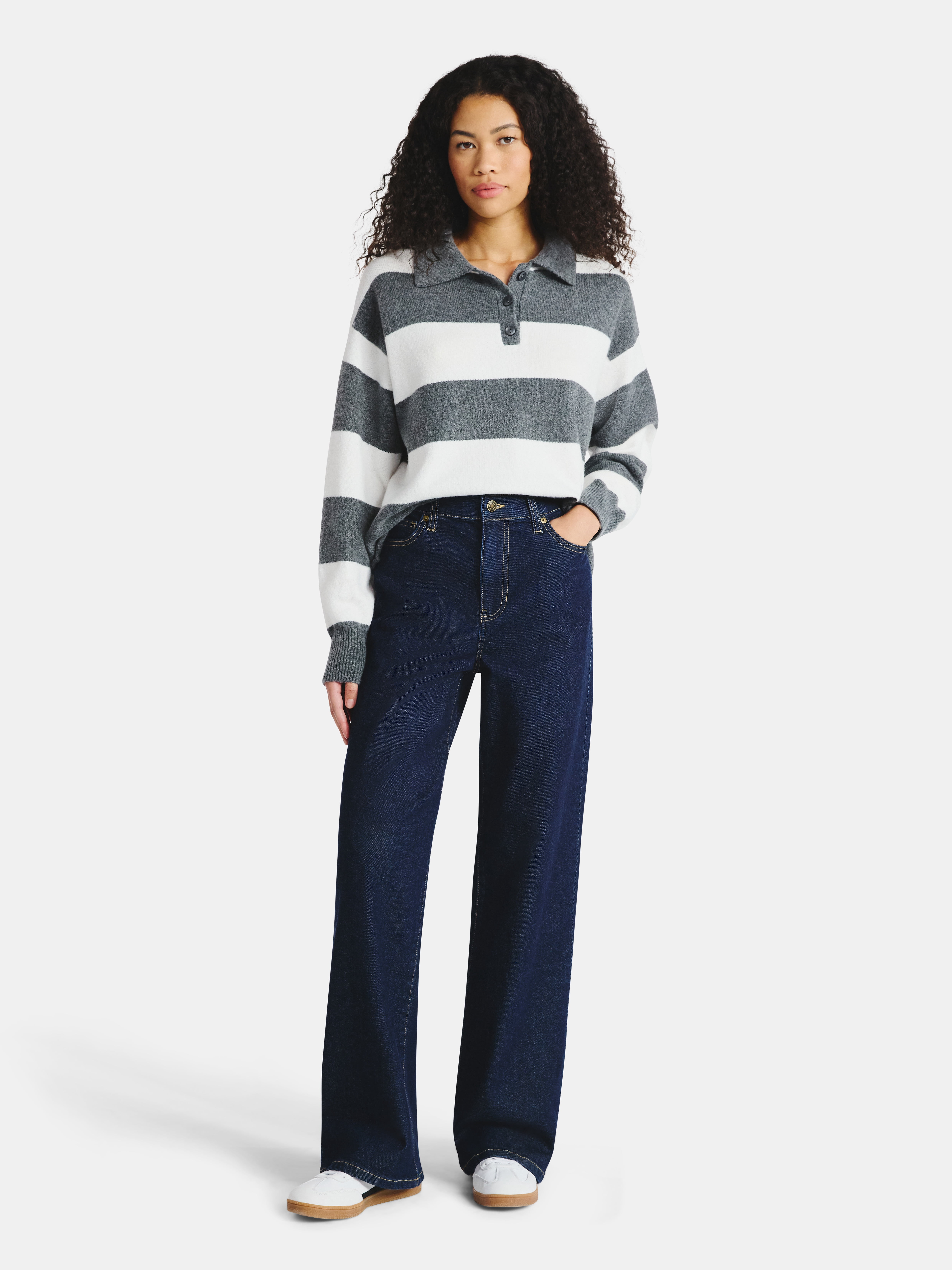 No Boundaries High Rise Baggy Wide Leg Jeans, 34" Inseam, Women's and Women's Plus Sizes XXS-4X