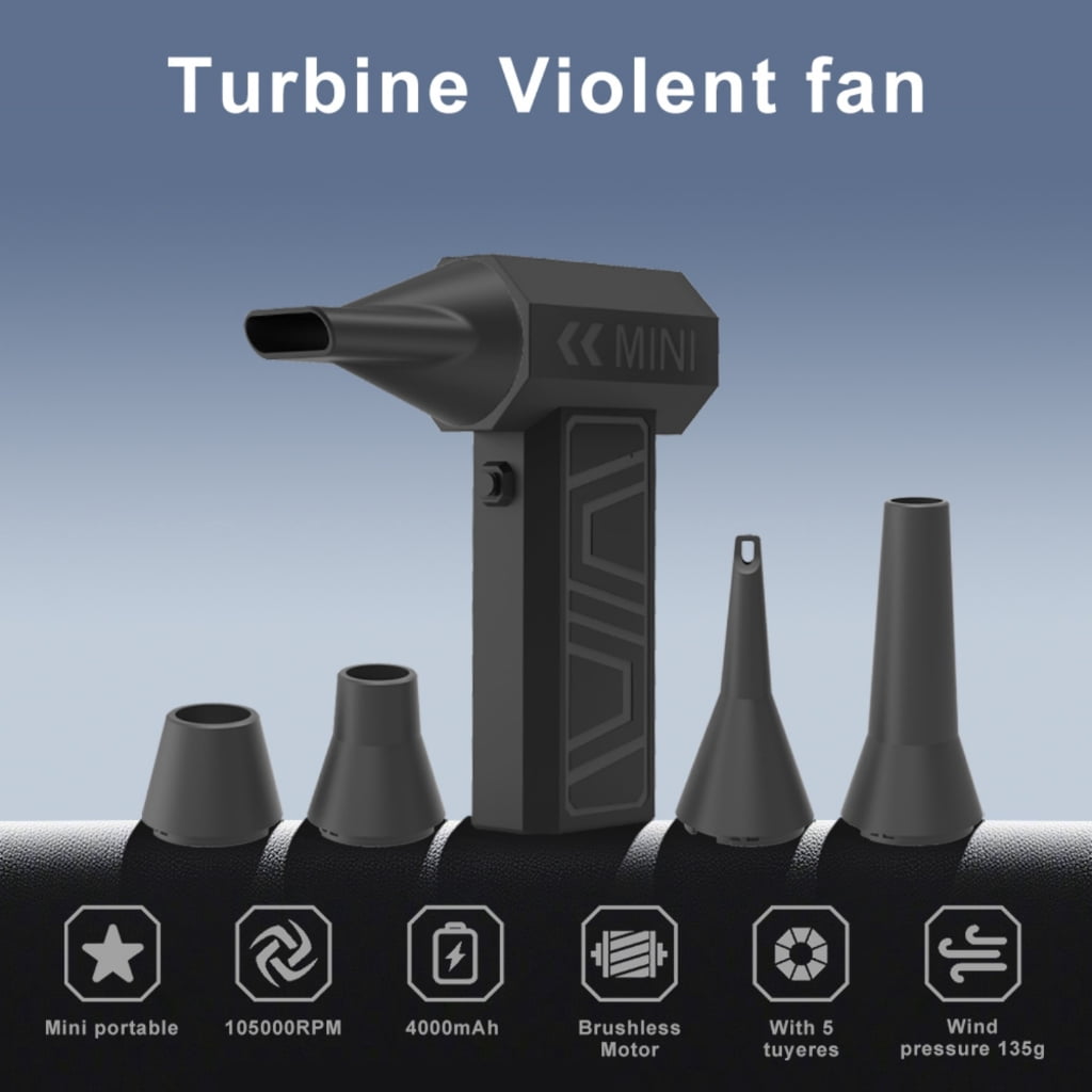 Cordless Blower 105000RPM Air Duster with 5 Interchangeable Nozzles Light Weight Dust Blower for Outdoor Snow Use