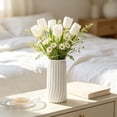 thumbnail image 5 of Dongrere Tall Ribbed Plastic Vase Clear Straight Cylinder Wide Mouth Flower Vase for Wedding Table Centerpiece Indoor Decor, 3.3x7.8 Inch, White, 5 of 6