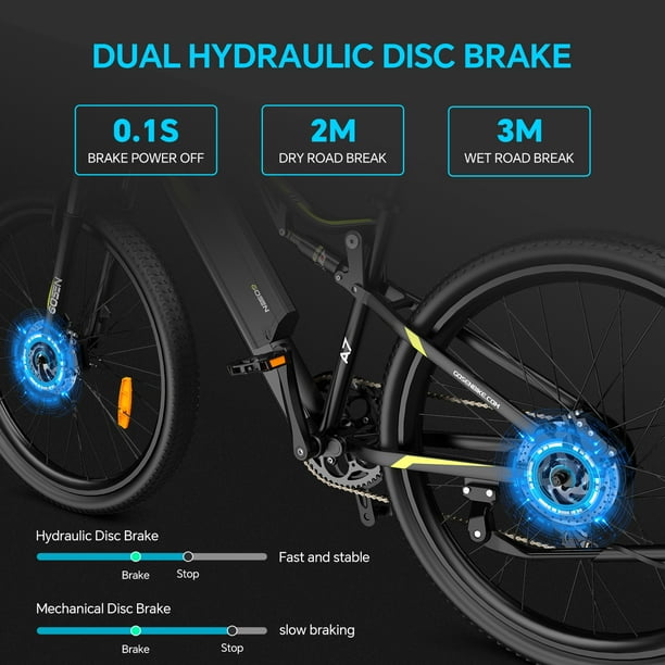 TESGO 750W Peak Motor Electric Bikes for Adults Long Range Up to 120KM 48V 18AH Full Suspension Electric Bike 40KM H 27.5 Dual Hydraulic Brakes 9 Speed Ebikes for Adults w Color LCD Display
