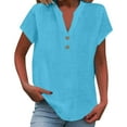 thumbnail image 6 of Blue T Shirts for Women's Fashion Casual V Neck Down Short Sleeve Top T Shirt Fashion Clothing, 6 of 6