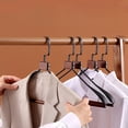 thumbnail image 5 of Perchas de madera para abrigos, perchas anchas para trajes, resistentes, de metal, para abrigos, chaquetas, pantalones, vestidos, abrigos, para armario, paquete de 5, 5 of 5