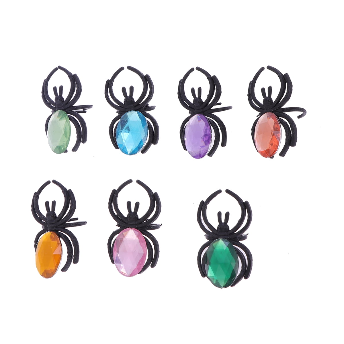 Hemoton 50pcs Halloween Toys Finger Ring Funny Spider Plastic Rings