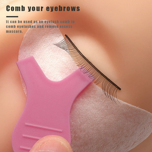10pcs/bag Eyelash Brushes Plastic Eyelash Lifting Perm Comb Y Plastic Eyelash Shape Portable Makeup Tools, Pink
