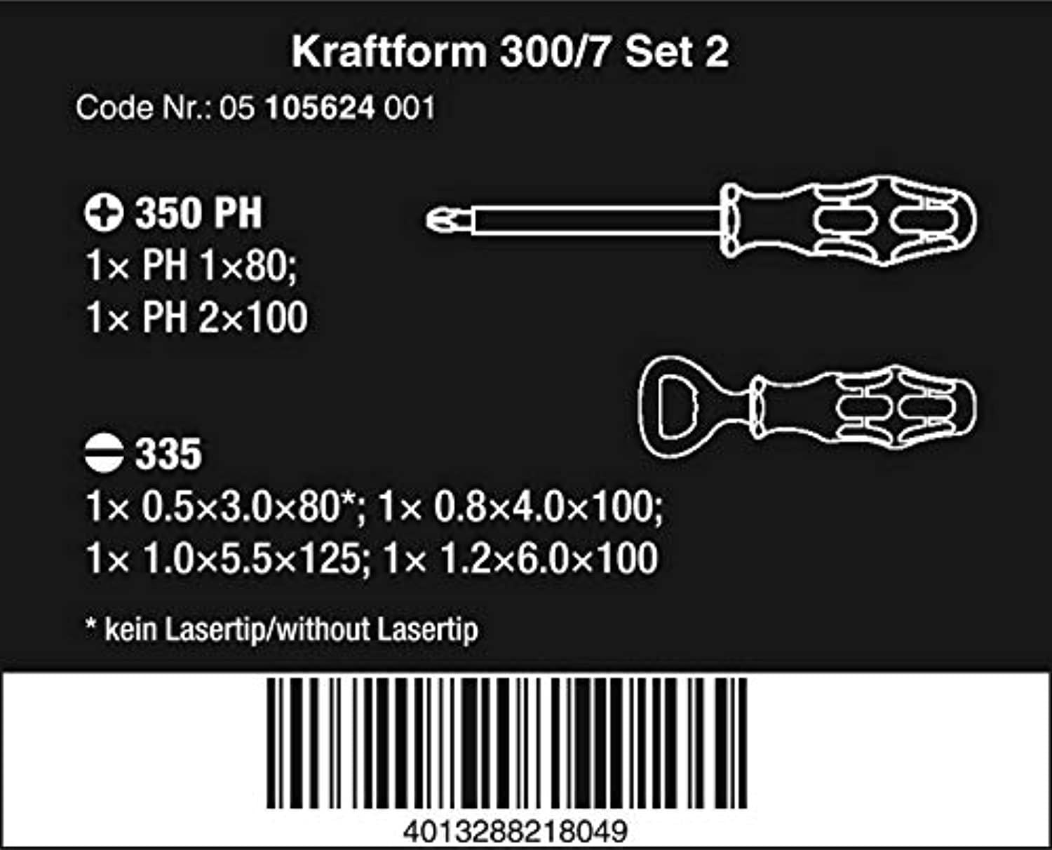 Wera 105624 Kraftform Plus 300/7 Screwdriver Set 2, PH/SL, 7 Pieces