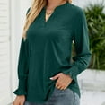 thumbnail image 2 of IROINNID Polyester Long Sleeve T Shirt for Women Comfy Fall Slot Neck Solid Color Sleeve Loose T-Shirt Slot Neck Top/Shirt,Green, 2 of 4
