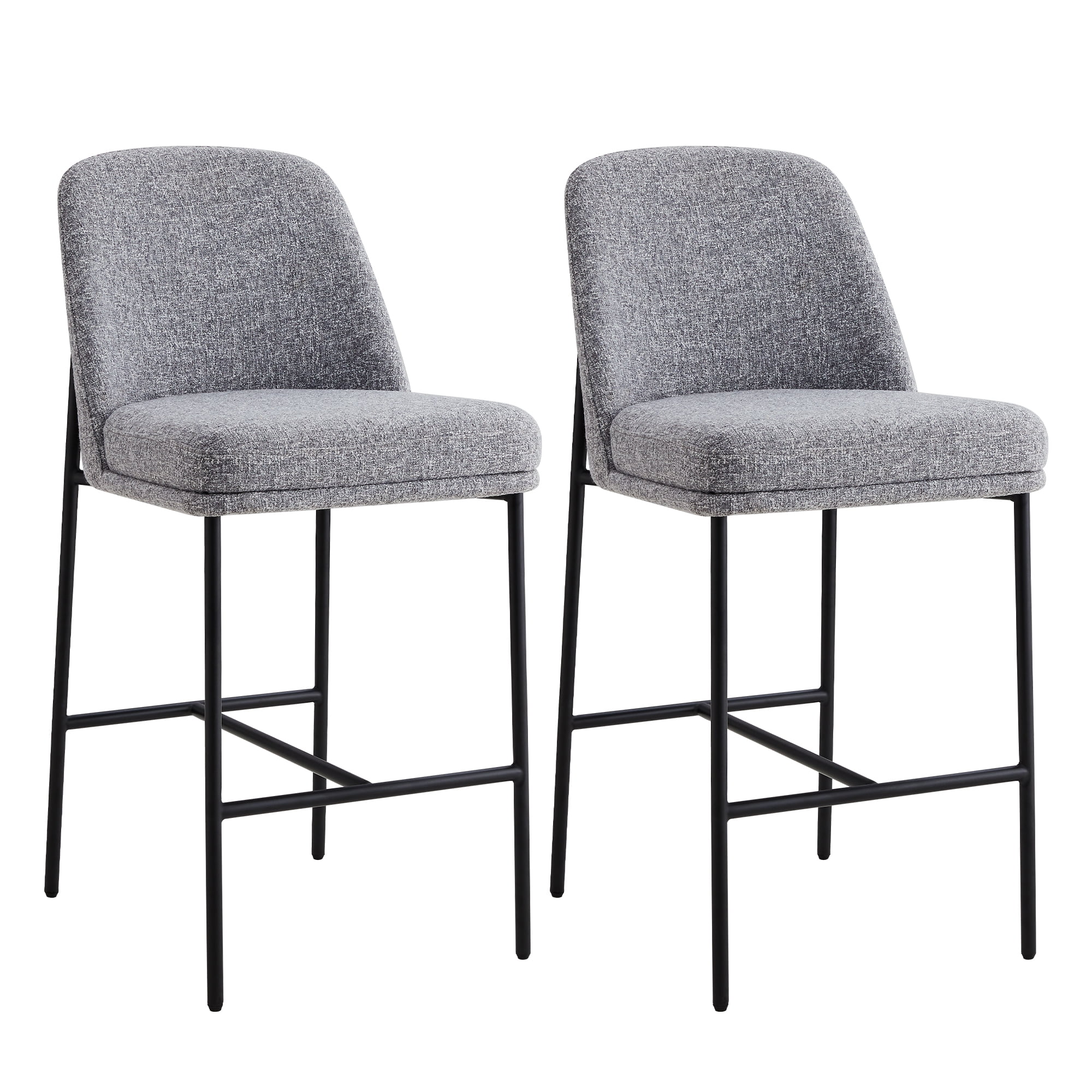 CHITA Modern Counter Height Bar Stool Set of 2, 27 inch Counter Stool with Back & Metal Legs, Fabric in Gray