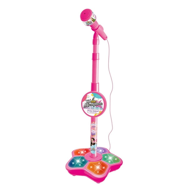 Instrumento de música Juguetes Soporte de micrófono Juguete educativo Extraíble luces de Juguete para cumpleaños Niñas Rosado shamjiam Micrófono para niños