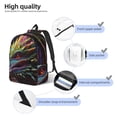 thumbnail image 3 of Disketp Colorful Dragon Head Profile print Canvas Backpack Lightweight Travel Daypack Student Rucksack Laptop Backpack-, 3 of 5
